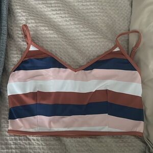 Kortni Jeane Four Stripe V-d Crop Swim Top